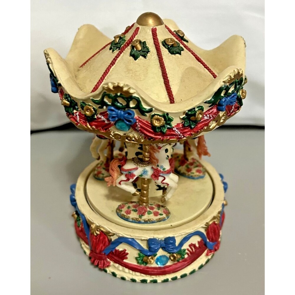 Vintage Eastern Gateways China Resin Ornate Rotating Merry Go Round Works
